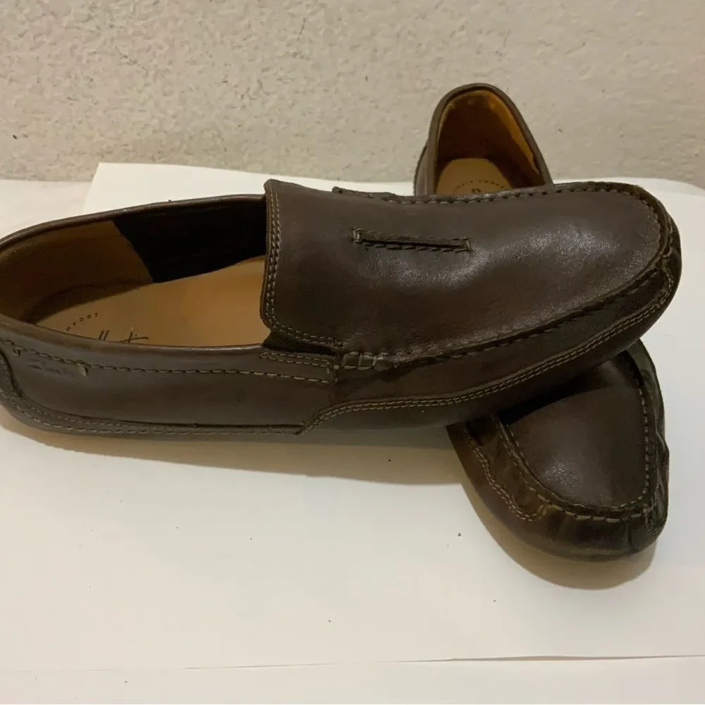 Clark’s leather driving slip Ons shoes - Mens 910.5 M/44